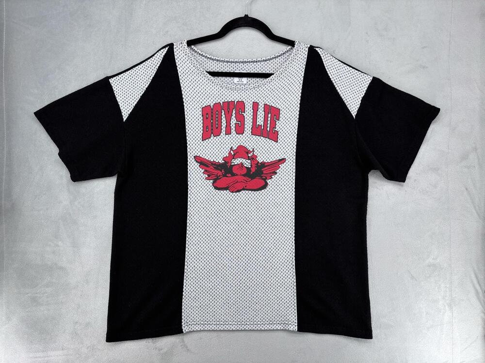 BOYS LIE Mesh Jersey Graphic T-Shirt #17 Devil Wings Gray/Black/Red One Size